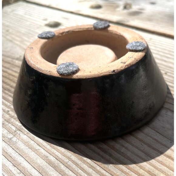 Vintage Black  Discus Shape Ceramic Votive Candle Holder Modern Simple Brutalist - Picture 8 of 14